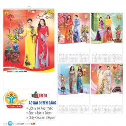 LỊCH 5 TỜ NẸP THIẾC - ÁO DÀI DUYÊN DÁNG