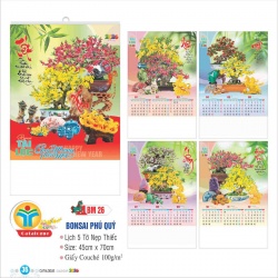 LỊCH 5 TỜ NẸP THIẾC - BONSAI PHÚ QUÝ