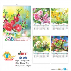 LỊCH 5 TỜ NẸP THIẾC - LỘC XUÂN