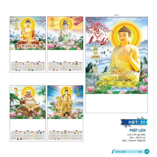 LỊCH 5 TỜ NẸP THIẾC - PHẬT LỊCH