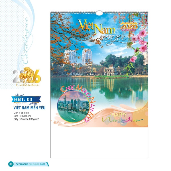 LỊCH 7 TỜ LÒ XO - VIỆT NAM MẾN YÊU