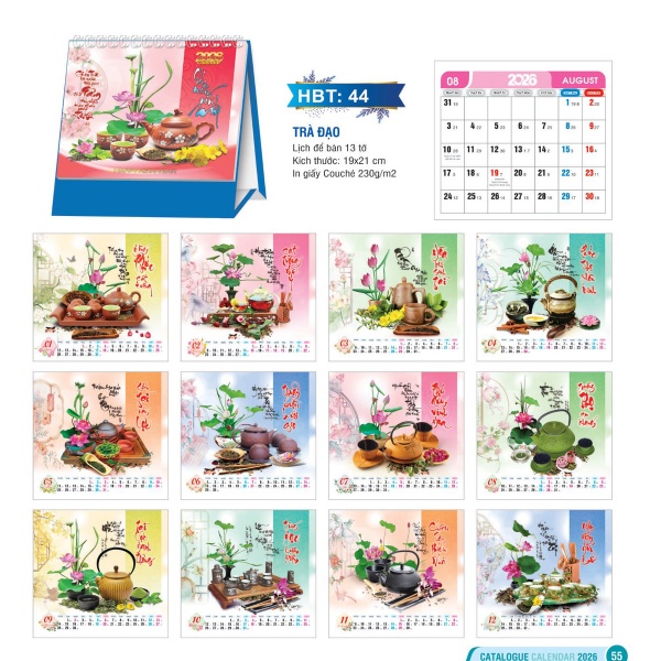 LỊCH ĐỂ BÀN - TRÀ ĐẠO