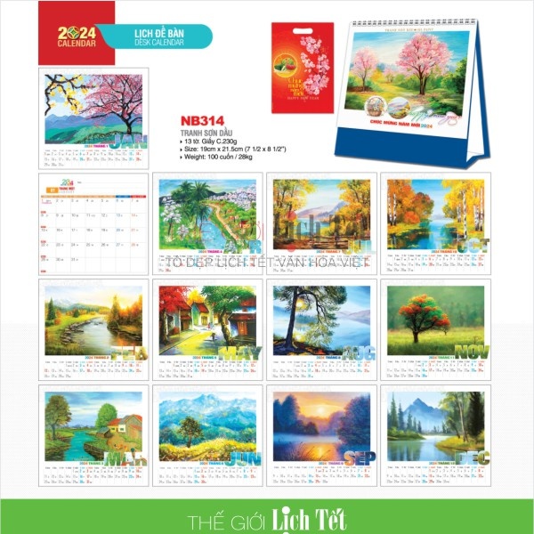 LỊCH ĐỂ BÀN - TRANH SƠN DẦU