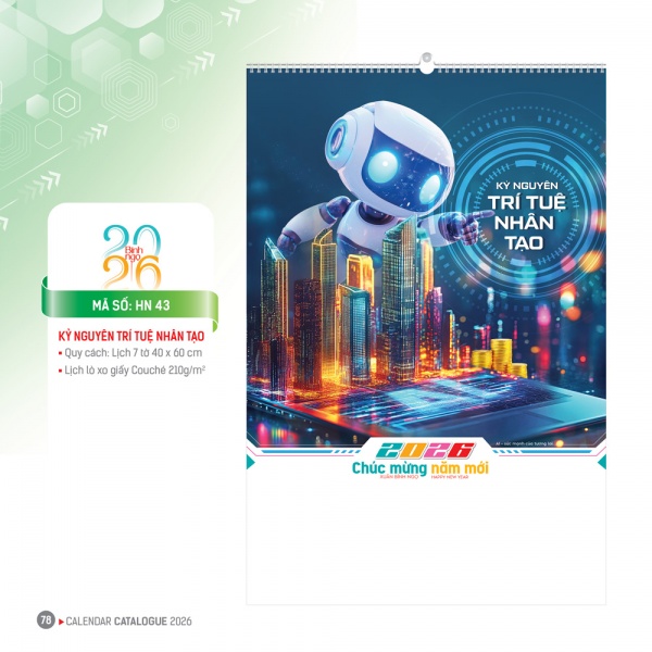 LỊCH TREO TƯỜNG 7 TỜ - KỶ NGUYÊN TRÍ TUỆ NHÂN TẠO