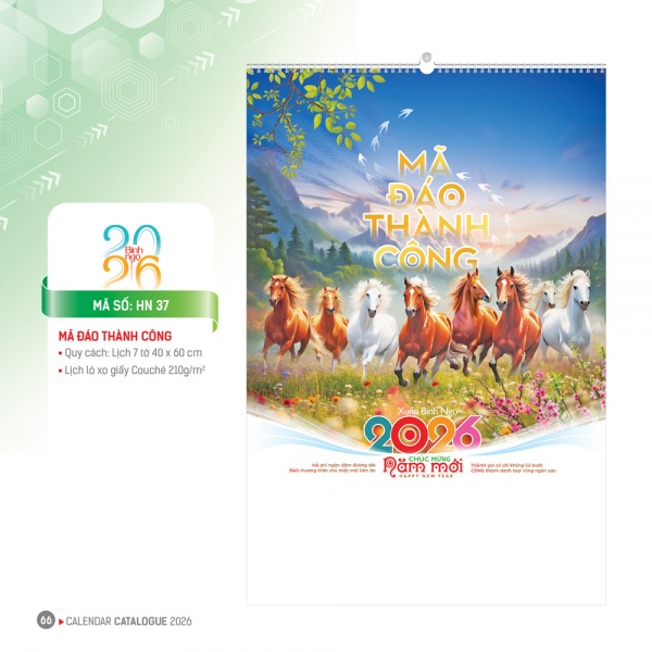 LỊCH TREO TƯỜNG 7 TỜ - MÃ ĐÁO THÀNH CÔNG