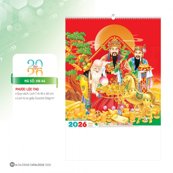 LỊCH TREO TƯỜNG 7 TỜ - PHƯỚC LỘC THỌ