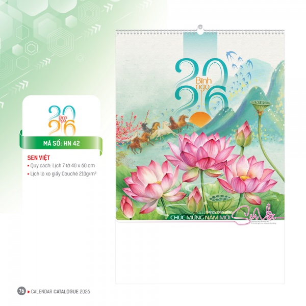 LỊCH TREO TƯỜNG 7 TỜ - SEN VIỆT