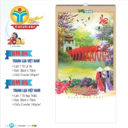 LỊCH TREO TƯỜNG 7 TỜ - TRANH LỤA VIỆT NAM